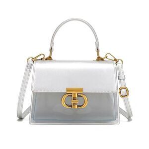 4652 Transparent Crossbody Handbag with Turn Lock Closure Messenger Bag